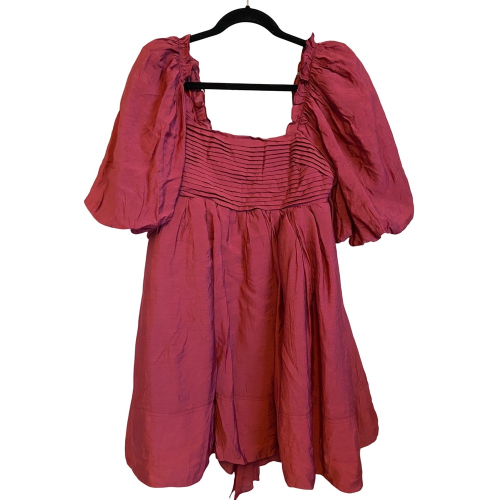Sofie the Label Puff Sleeve Mini Dress‎ Pleated Tie Back M